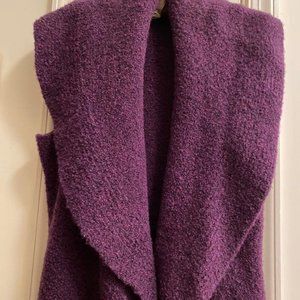 Lafayette 148 Boucle Vest, Shawl Collar, Cutaway Front, Purple XL